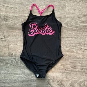 Barbie Little Girls Black Pink One Piece Swimsuit Girls Birthday Costume Size 10